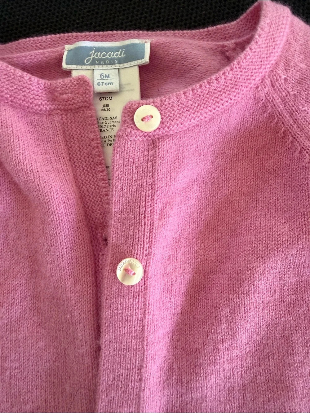 Jacadi Pink Knit Button-Front Cardigan